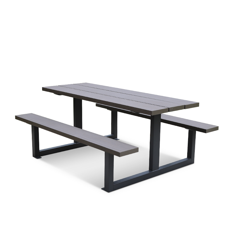 Modern Outdoor Table & Chairs Set - Galvanized Steel Frame with WPC Top