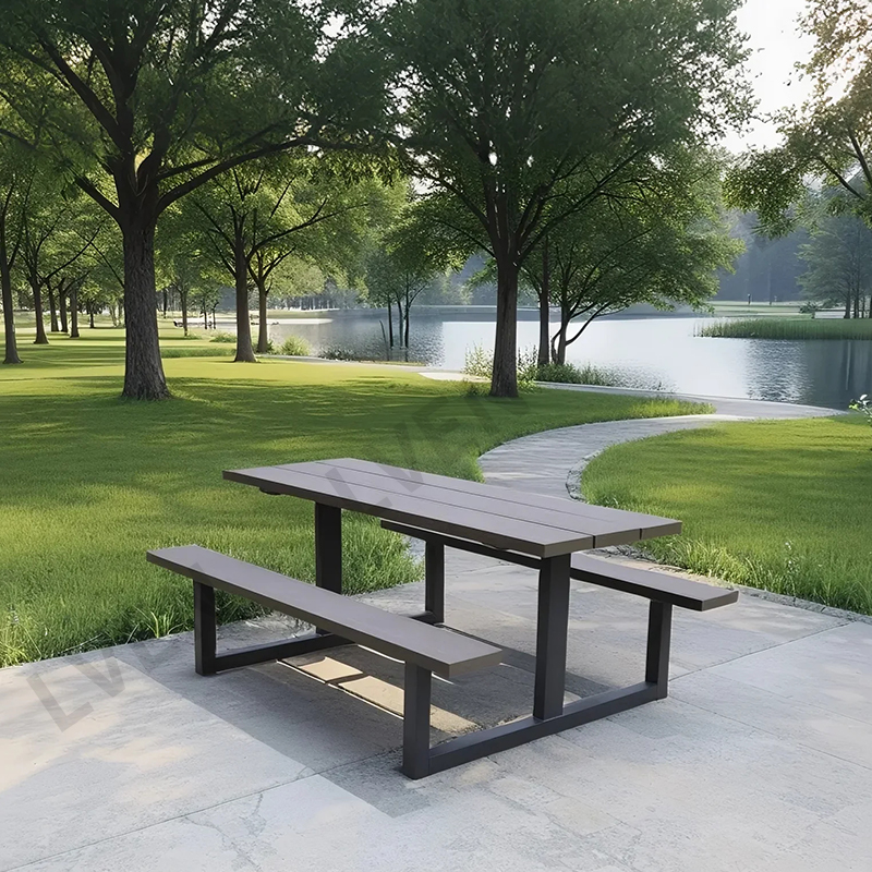 Modern Outdoor Table & Chairs Set - Galvanized Steel Frame with WPC Top