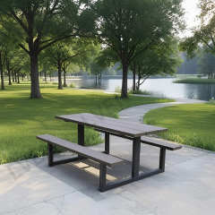 Modern Outdoor Table & Chairs Set - Galvanized Steel Frame with WPC Top
