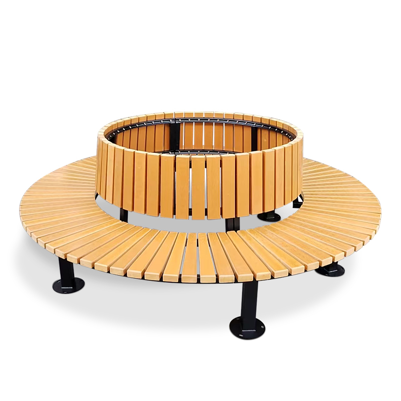 Modern Round Metal and Wooden Tree Bench for Outdoor Furniture for Patio Schools Villas Hospitals Parks