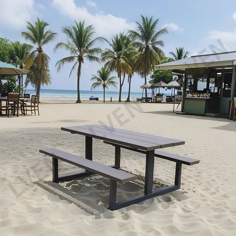 Modern Outdoor Table & Chairs Set - Galvanized Steel Frame with WPC Top