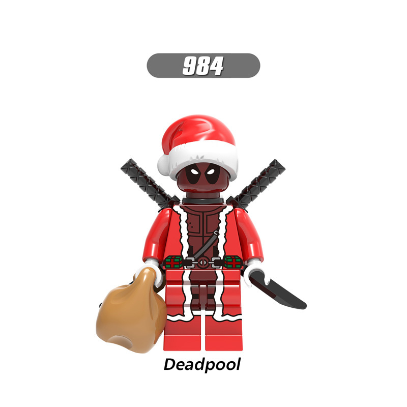 X0222 Merry Christmas Super Heroes Marvel Minifigures Building Blocks Spiderman Captain America Iron Man Wolverin Thor Deadpool Action Figures Bricks Toys Gift for Children