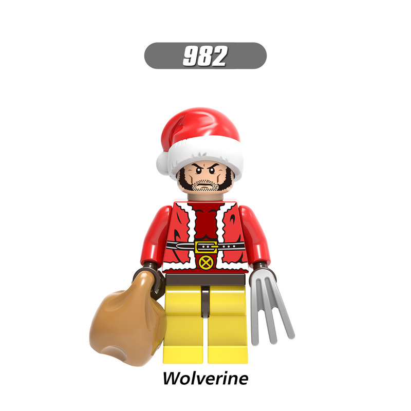 X0222 Merry Christmas Super Heroes Marvel Minifigures Building Blocks Spiderman Captain America Iron Man Wolverin Thor Deadpool Action Figures Bricks Toys Gift for Children