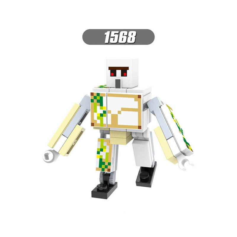 X0295 Mini World Minecraft Minifigures Building Blocks Iron Golem Alex Steve Skeleton Enderman Zombie Action Figures Assemble DIY Bricks Educational Toys Gift for Children