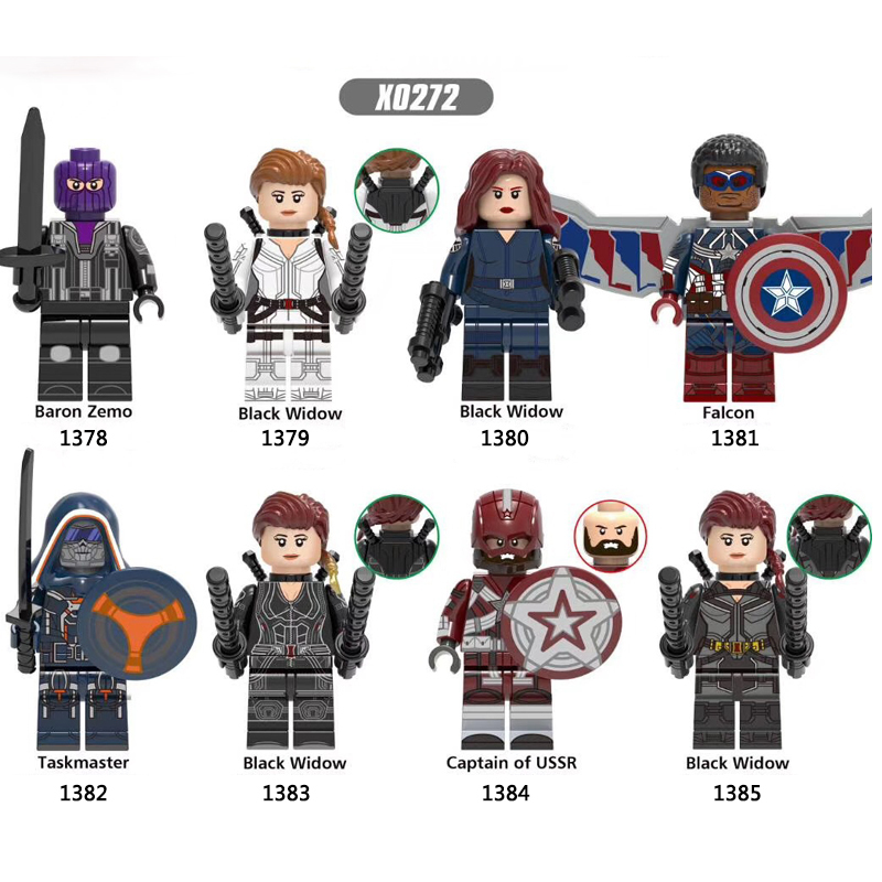 X0272 Super Heroes Marvel Avengers Minifigures Building Blocks Baron Zemo Black Widow Falon Taskmaster Captain of USSR Action Mini Figures Assemble DIY Bricks Educational Toys Gift for Children