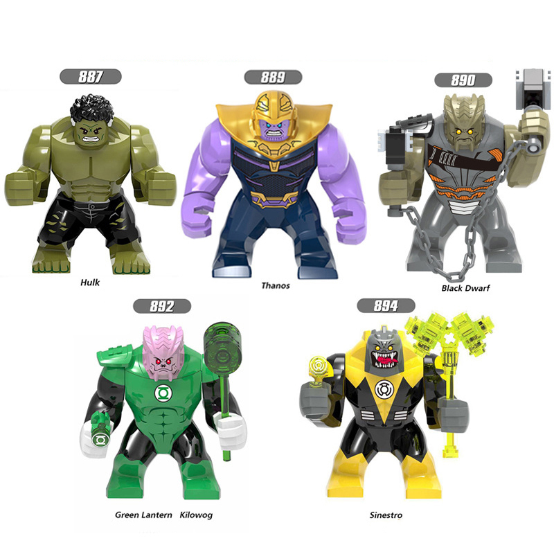 XH887 XH1052 XH890 XH892 XH894 Super Heroes Marvel Avengers Marvel Building Blocks Hulk Thanos Black Dwarf Green Lantern Kilowog Sinestro Action Mini Figure Assemble Bricks Educational DIY Toys for Boys