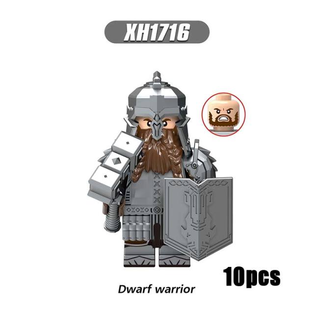 X0314 Lord of the Rings LOTR Hobbit Wars Minifigures Building Blocks Dwarf Warrior Medieval Military Ironfoot Durin's Folk Action Mini Figures Weapon Helmet Shield Armor Sword  Assemble DIY MOC Accessories Movies Bricks Educational Toys Gift for Children