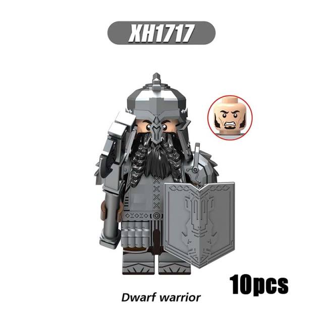 X0314 Lord of the Rings LOTR Hobbit Wars Minifigures Building Blocks Dwarf Warrior Medieval Military Ironfoot Durin's Folk Action Mini Figures Weapon Helmet Shield Armor Sword  Assemble DIY MOC Accessories Movies Bricks Educational Toys Gift for Children