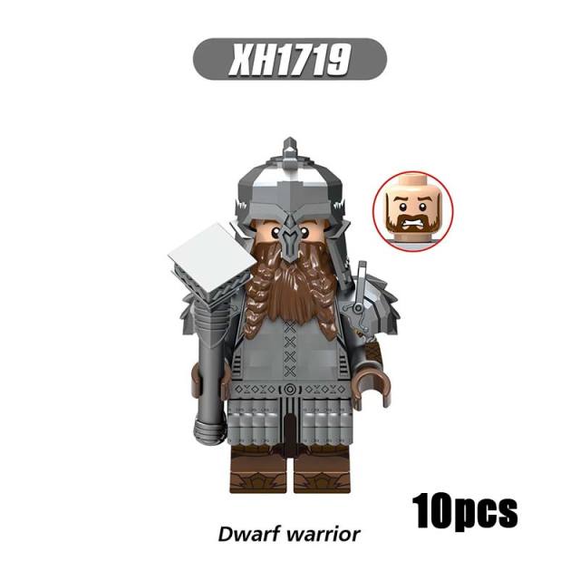 X0314 Lord of the Rings LOTR Hobbit Wars Minifigures Building Blocks Dwarf Warrior Medieval Military Ironfoot Durin's Folk Action Mini Figures Weapon Helmet Shield Armor Sword  Assemble DIY MOC Accessories Movies Bricks Educational Toys Gift for Children