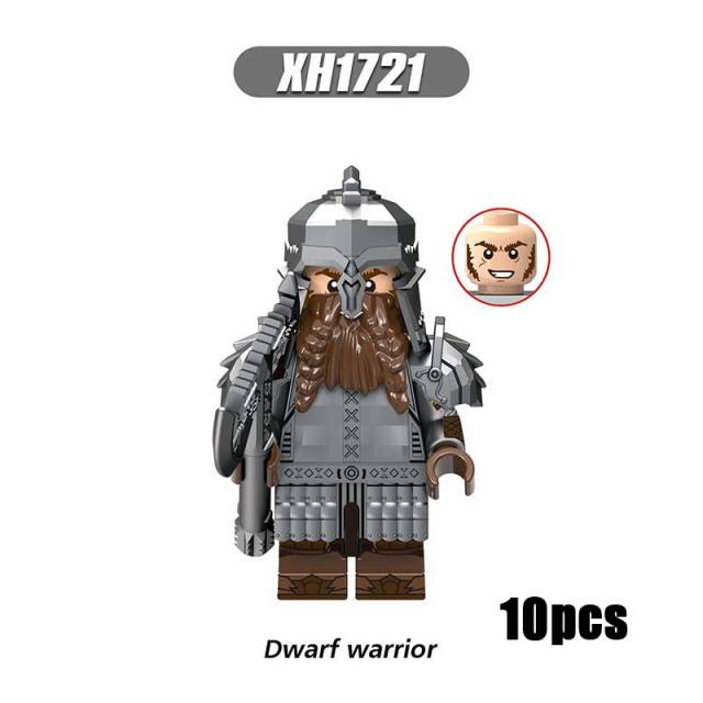 X0314 Lord of the Rings LOTR Hobbit Wars Minifigures Building Blocks Dwarf Warrior Medieval Military Ironfoot Durin's Folk Action Mini Figures Weapon Helmet Shield Armor Sword  Assemble DIY MOC Accessories Movies Bricks Educational Toys Gift for Children