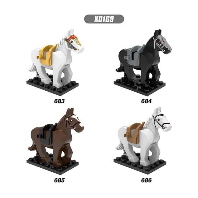 X0169 Lord of the Rings LOTR Medieval Military Animal Minifigures Building Blocks War Horse Knight Castle Soldier Accessories Mini Figures Arms Weapon Armor Assemble DIY MOC Bricks Educational Toys Gift for Children