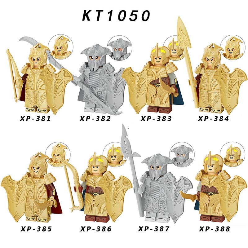 KT1050 Lord of the Rings LOTR Hobbit Wars Minifigures Building Blocks Mini Figures Elves Warrior Knight Action Mini Figures Weapon Helmet Shield Armor Sword Assemble DIY MOC Accessories Bricks Educational Toys Gift for Children