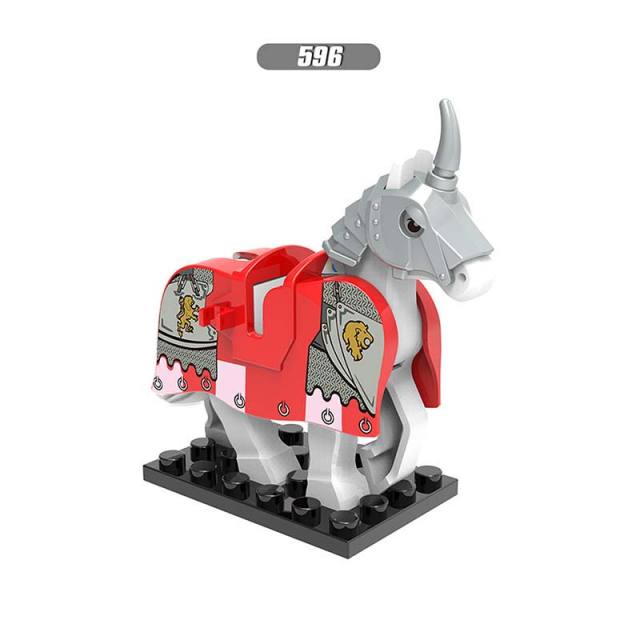 X0158  Medieval Military Armor War Horse Animal Minifigures Building Blocks Rome Vintage Warhorse Knight Soldier Accessories  Mini Figures Arms Weapon Armor Assemble DIY MOC Bricks Educational Toys Gift for Children