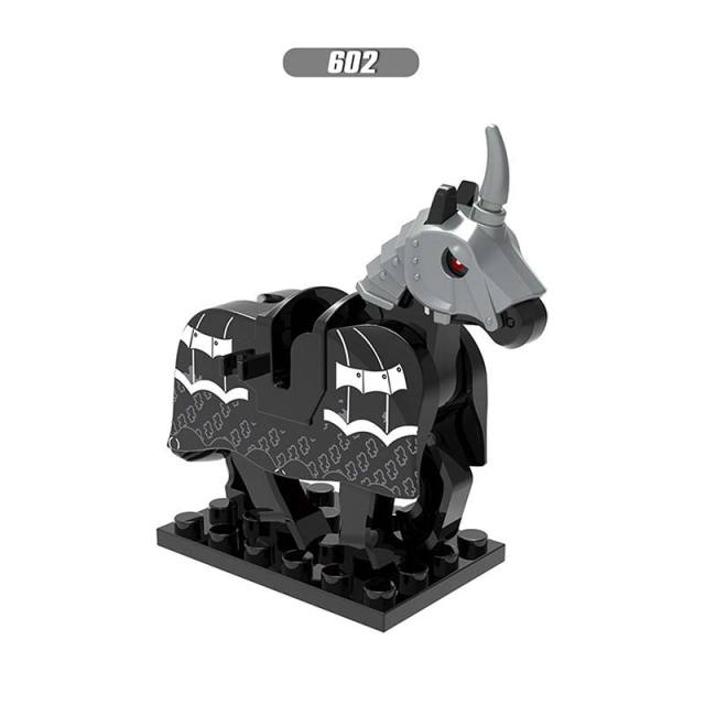 X0158  Medieval Military Armor War Horse Animal Minifigures Building Blocks Rome Vintage Warhorse Knight Soldier Accessories  Mini Figures Arms Weapon Armor Assemble DIY MOC Bricks Educational Toys Gift for Children