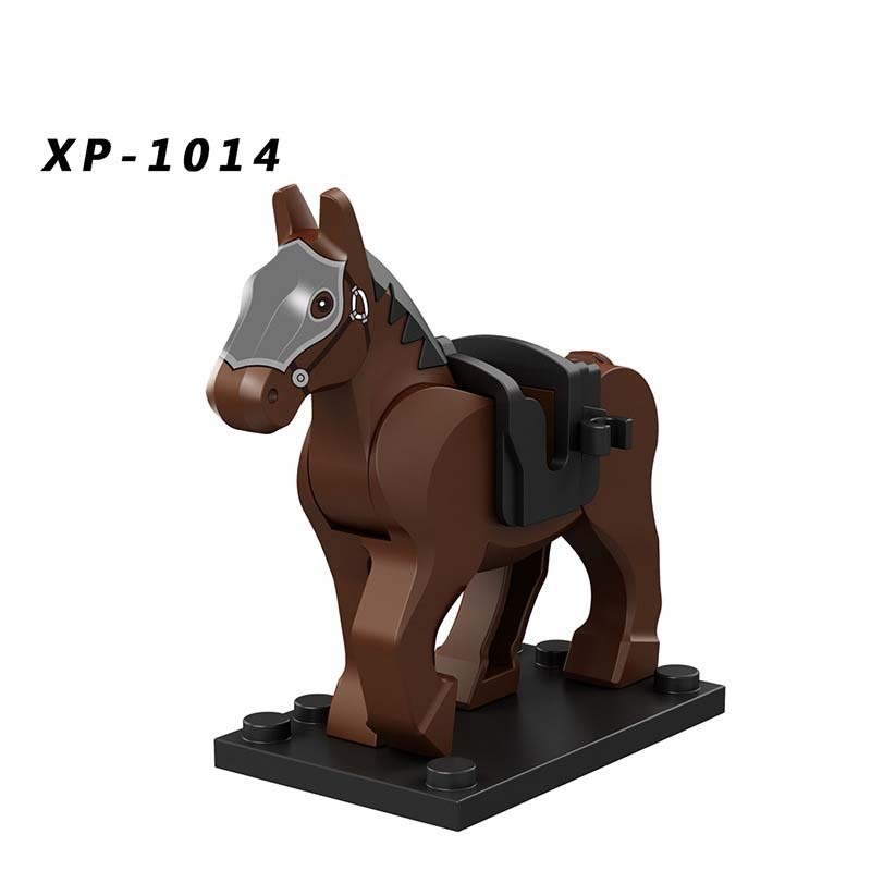 XP1011-1016 Medieval Military War Horse Animal Minifigures Building Blocks The Three Kingdoms War Vintage Warhorse Armor Soldier Knight Accessories Mini Figures Arms Weapon Solider Assemble Bricks Toys Gift Kid