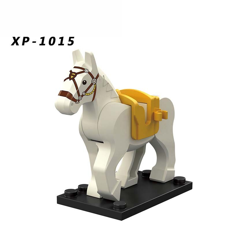 XP1011-1016 Medieval Military War Horse Animal Minifigures Building Blocks The Three Kingdoms War Vintage Warhorse Armor Soldier Knight Accessories Mini Figures Arms Weapon Solider Assemble Bricks Toys Gift Kid
