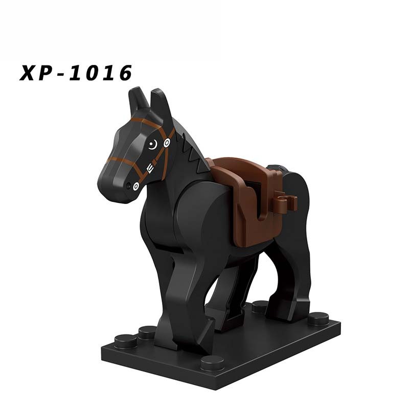 XP1011-1016 Medieval Military War Horse Animal Minifigures Building Blocks The Three Kingdoms War Vintage Warhorse Armor Soldier Knight Accessories Mini Figures Arms Weapon Solider Assemble Bricks Toys Gift Kid