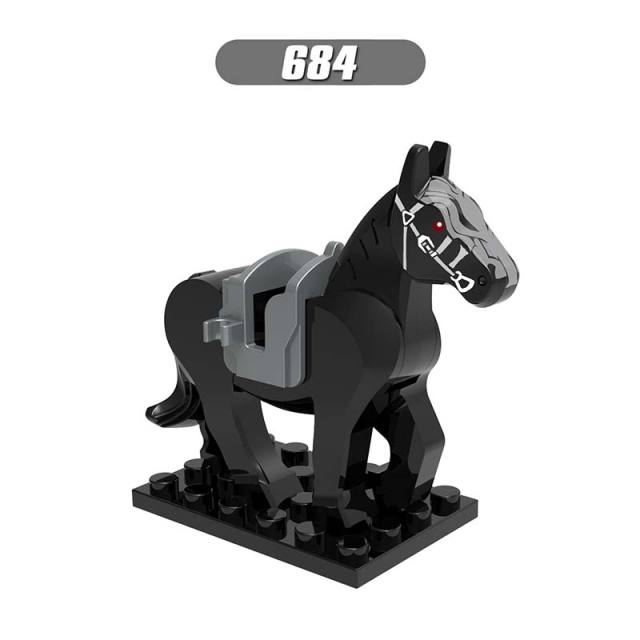 X0169 Lord of the Rings LOTR Medieval Military Animal Minifigures Building Blocks War Horse Knight Castle Soldier Accessories Mini Figures Arms Weapon Armor Assemble DIY MOC Bricks Educational Toys Gift for Children