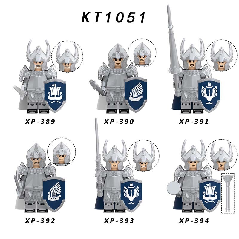 KT1051 Medieval Military Soldiers Minifigures Building Blocks Kit Royal Family Archer Arrow Guard of the Rohan Cavalry Action Mini Figures Weapon Helmet Shield Armor Sword Assemble DIY MOC Accessories Bricks Educational Toys Gift for Children