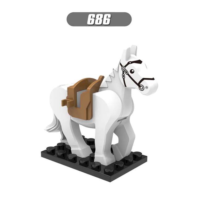 X0169 Lord of the Rings LOTR Medieval Military Animal Minifigures Building Blocks War Horse Knight Castle Soldier Accessories Mini Figures Arms Weapon Armor Assemble DIY MOC Bricks Educational Toys Gift for Children
