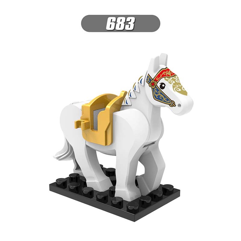 X0169 Lord of the Rings LOTR Medieval Military Animal Minifigures Building Blocks War Horse Knight Castle Soldier Accessories Mini Figures Arms Weapon Armor Assemble DIY MOC Bricks Educational Toys Gift for Children