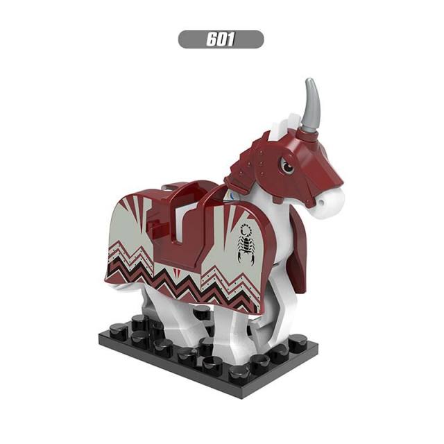 X0158  Medieval Military Armor War Horse Animal Minifigures Building Blocks Rome Vintage Warhorse Knight Soldier Accessories  Mini Figures Arms Weapon Armor Assemble DIY MOC Bricks Educational Toys Gift for Children