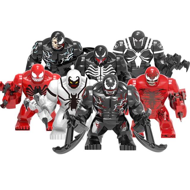 Super Heroes Marvel Avengers Minifigures Building Blocks Large Agent Venom Riot Anti-Venom Carnage Venom Action Figures Assemble Bricks Educational Toys Gift for Children