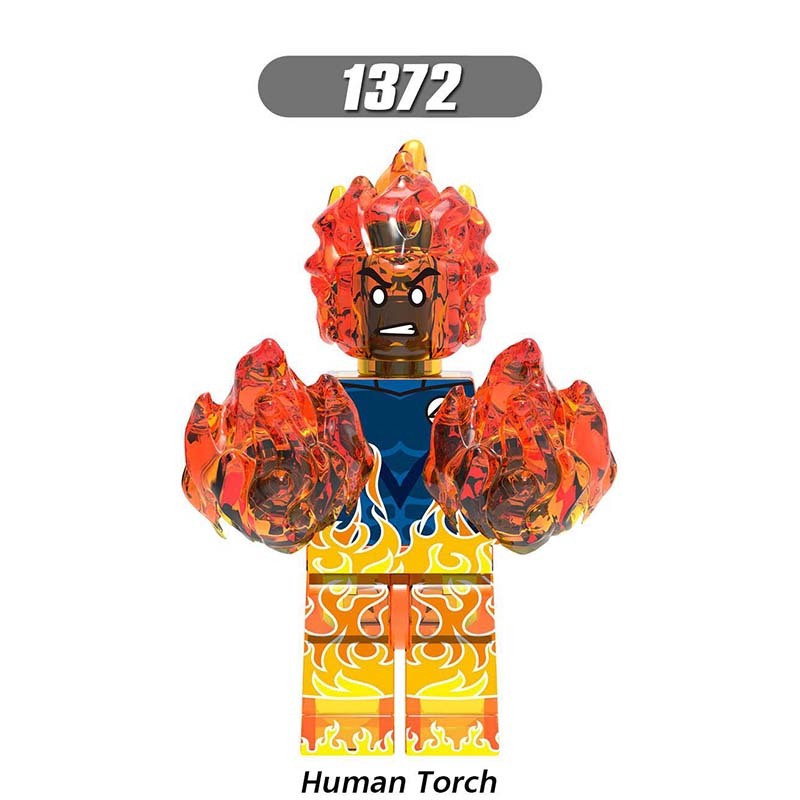 X0271 Super Heroes Marvel Avengers Minifigures Building Blocks Mister Fantastic Leader Human Torch Loki Doctor Doom Scream Spider-Man Invisible Woman Movies Action Mini Figures Assemble Bricks Educational Toys Gift for Children Boys