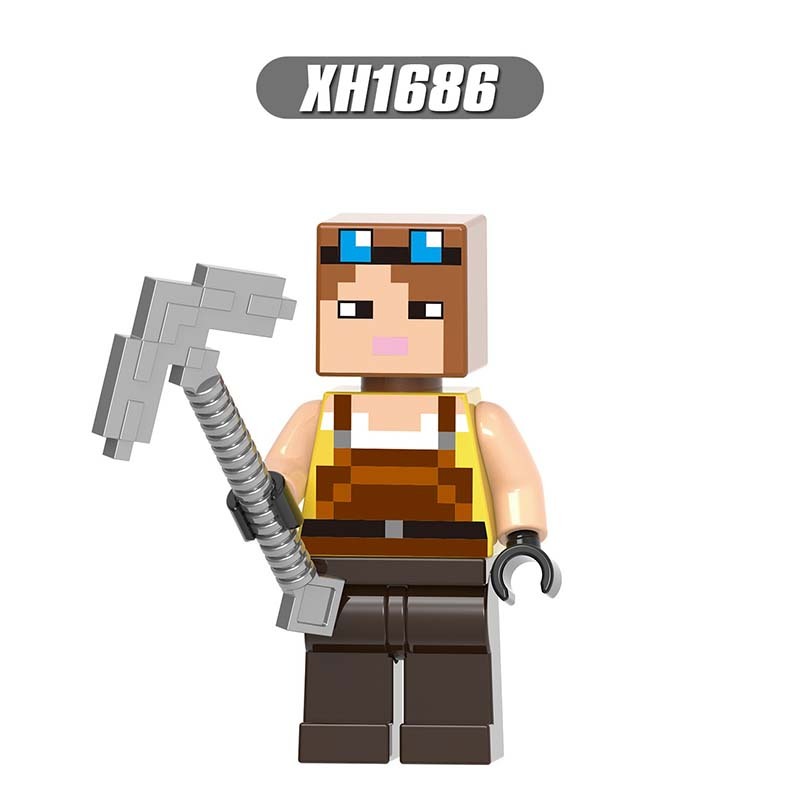 X0310 Mini World Minecraft Minifigures Building Blocks Husk Villager Zombie Hunter Honey Picker One-eyed Pirate Knight Action Mini Figures Assemble MOC DIY Bricks Educational Toys Gift for Children