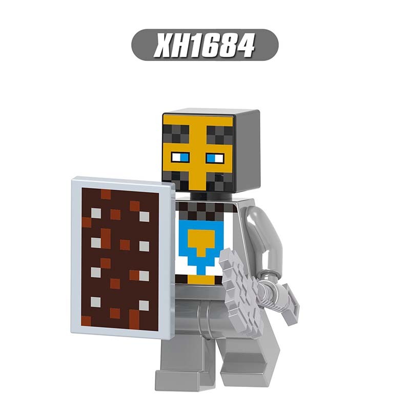 X0310 Mini World Minecraft Minifigures Building Blocks Husk Villager Zombie Hunter Honey Picker One-eyed Pirate Knight Action Mini Figures Assemble MOC DIY Bricks Educational Toys Gift for Children