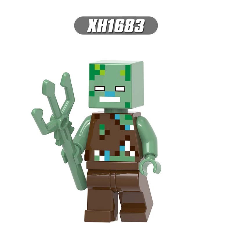 X0310 Mini World Minecraft Minifigures Building Blocks Husk Villager Zombie Hunter Honey Picker One-eyed Pirate Knight Action Mini Figures Assemble MOC DIY Bricks Educational Toys Gift for Children