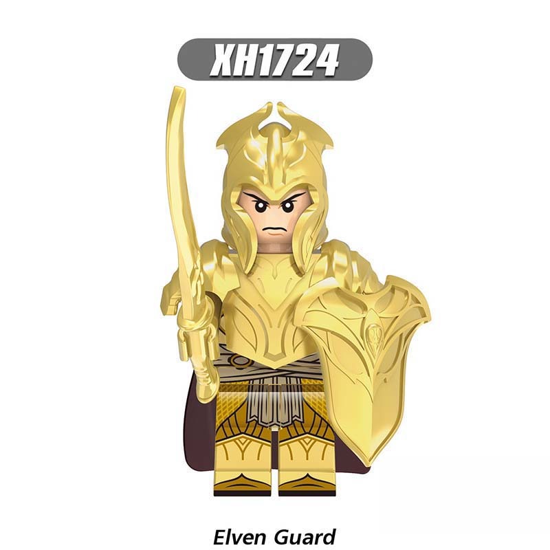 X0315 Lord of the Rings LOTR Hobbit Minifigure Building Blocks Medieval Military Elven Guard Elven Archer Elven Warrior Action Mini Figures Assemble MOC DIY Shield Armor Weapon Sword Bricks Educational Toys Gift for Children Boys Kids