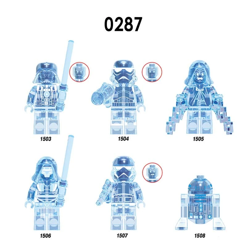 X0287 Star Wars Minifigures Building Blocks Transparent Darth Vader  Imperial Stormtrooper Emperor Palpatine Darth Revan Clone Trooper Action  Mini