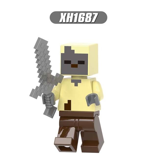 X0310  Mini World Minecraft Minifigures Building Blocks  Husk Villager Zombie Hunter Honey Picker One-eyed Pirate Knight  Action Mini Figures Assemble MOC DIY Bricks Educational Toys Gift for Children