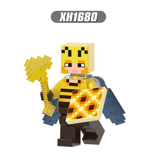 X0310  Mini World Minecraft Minifigures Building Blocks  Husk Villager Zombie Hunter Honey Picker One-eyed Pirate Knight  Action Mini Figures Assemble MOC DIY Bricks Educational Toys Gift for Children