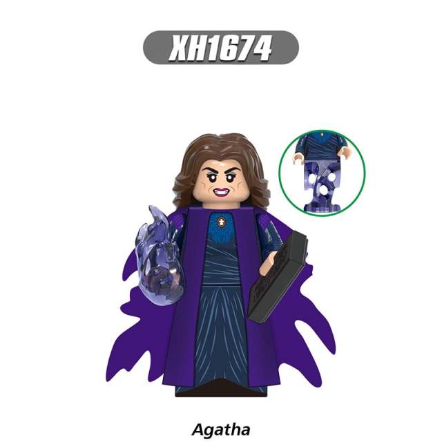 X0309 The Avengers Super Heroes Marvel Minifigures Building Blocks  Witch Billy Agatha Monica Tommy Vision Wanda Mephisto Action Mini Figures Assemble MOC DIY Bricks Educational Toys Gift for Children Boys Kids