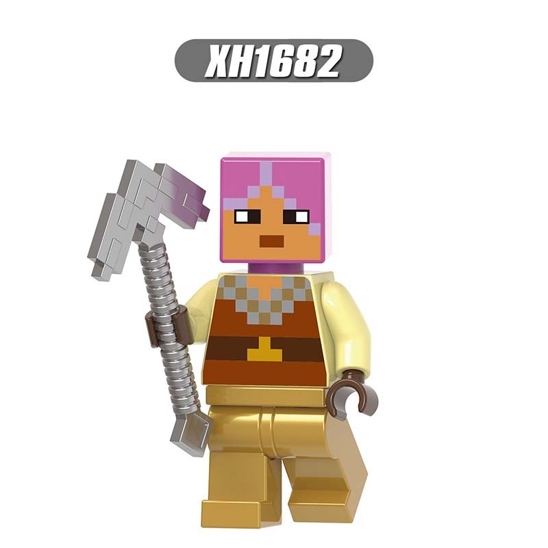 X0310 Mini World Minecraft Minifigures Building Blocks Husk Villager Zombie Hunter Honey Picker One-eyed Pirate Knight Action Mini Figures Assemble MOC DIY Bricks Educational Toys Gift for Children