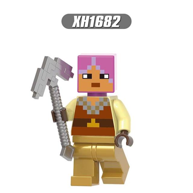 X0310  Mini World Minecraft Minifigures Building Blocks  Husk Villager Zombie Hunter Honey Picker One-eyed Pirate Knight  Action Mini Figures Assemble MOC DIY Bricks Educational Toys Gift for Children