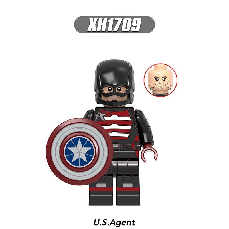 X0313 Super Heroes Marvel Avengers Minifigures Building Blocks Walker Bucky New Captain America Sharon Zemo U.S.Agent Batroc Falcon Karli Battlestar Movies Action Mini Figures Assemble Bricks Educational Toys Gift for Children Boys