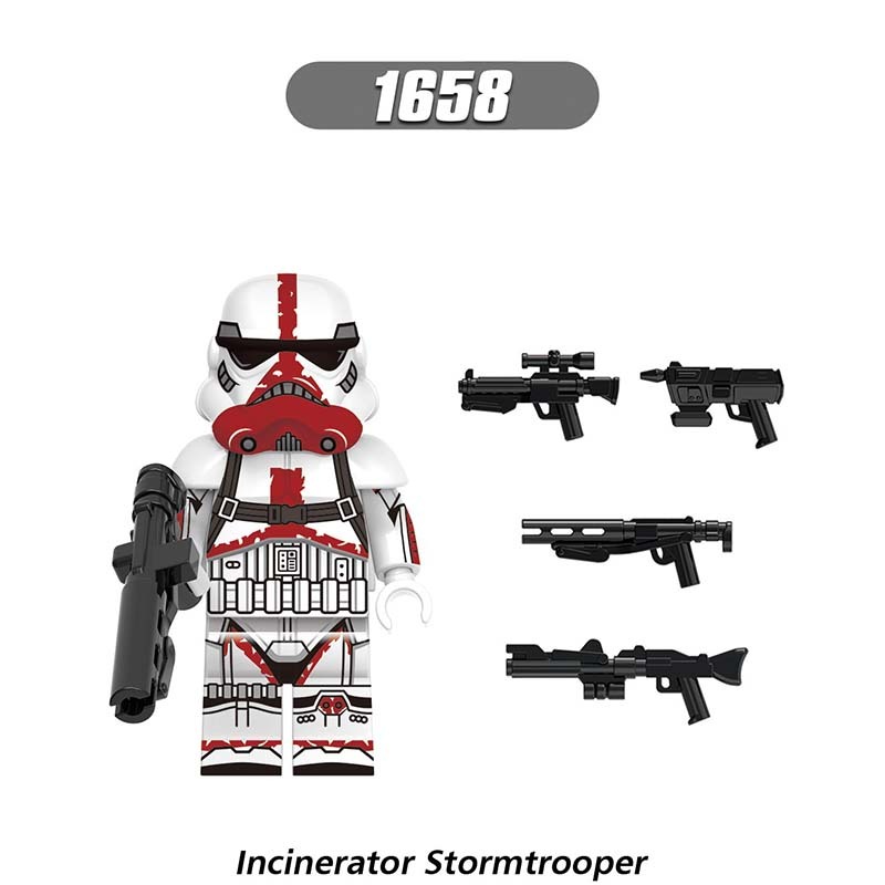 X0307 Star Wars Minifigures Building Blocks Incinerator Imperial Stormtrooper Battle Damaged Stormtrooper Sabine Wren Clone Force 99 Wrecker Force 99 Hunter 99 Crosshair Vizsla Movies Action Mini Figures Assemble Bricks Educational Toys Gift for Children