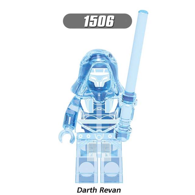 X0287 Star Wars Minifigures Building Blocks Transparent Darth Vader Imperial Stormtrooper Emperor Palpatine Darth Revan Clone Trooper Action Mini Figures Assemble MOC DIY Shield Armor Weapon Sword Bricks Educational Toys Gift for Children Boys Kids