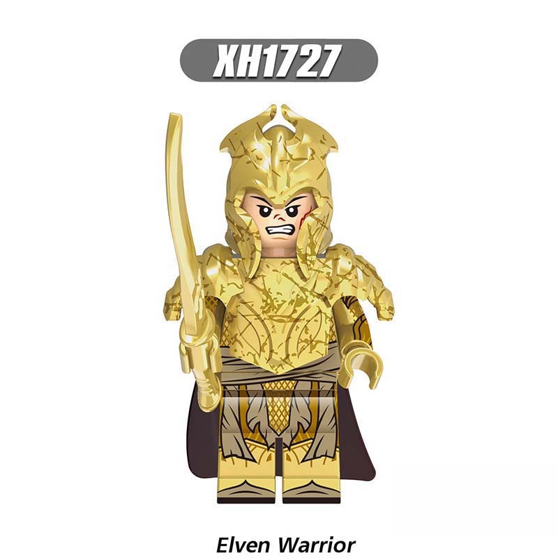 X0315 Lord of the Rings LOTR Hobbit Minifigure Building Blocks Medieval Military Elven Guard Elven Archer Elven Warrior Action Mini Figures Assemble MOC DIY Shield Armor Weapon Sword Bricks Educational Toys Gift for Children Boys Kids