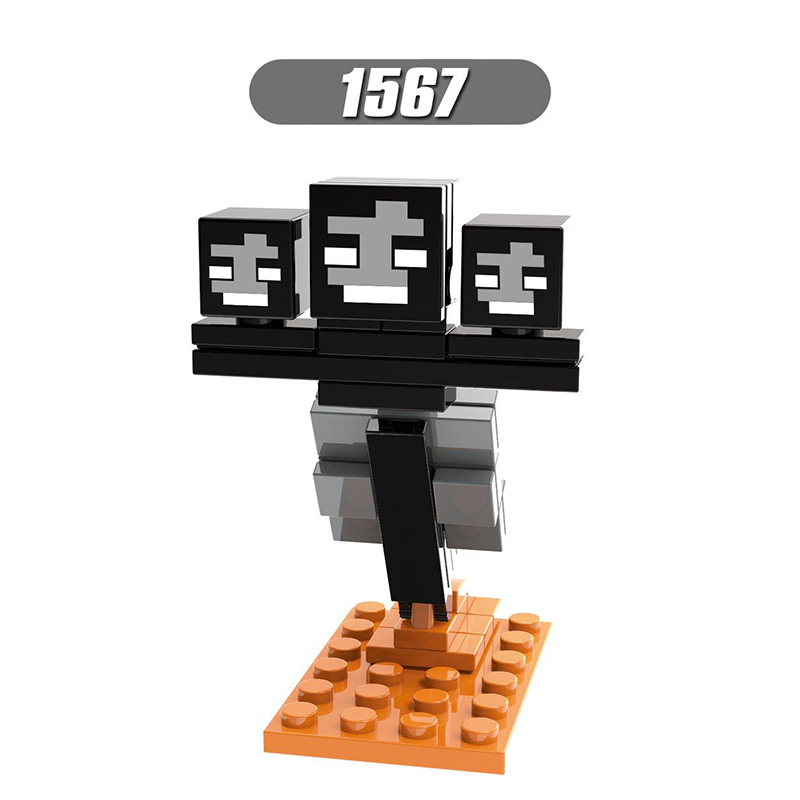 X0294 Mini World Minecraft Minifigures Building Blocks Redstone Cube Zombie Creeper Duck Blaze Wither Skeleton Treasure chest Pig WitherBoss Action Mini Figures Assemble Bricks Educational Toys for Children