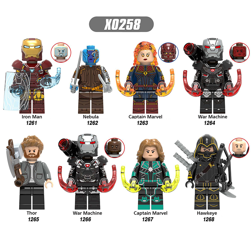 X0258 Super Heroes Marvel Avengers Minifigures Building Blocks Iron Man Nebula Captain Marvel War Nachine Thor War Machine Hawkeye Action Mini Figures Assemble Bricks Educational Toys for Children Boys