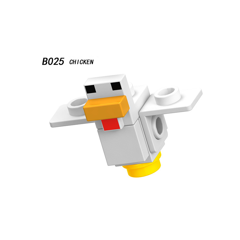 B025-032 Mini World Minecraft Minifigures Building Blocks Animal Farm Zoom Duck Bat Rabbit Baby Pig Zombie Zombified Piglin Action Mini Figures Assemble MOC DIY Bricks Educational Toys Gift for Children Boys Kids
