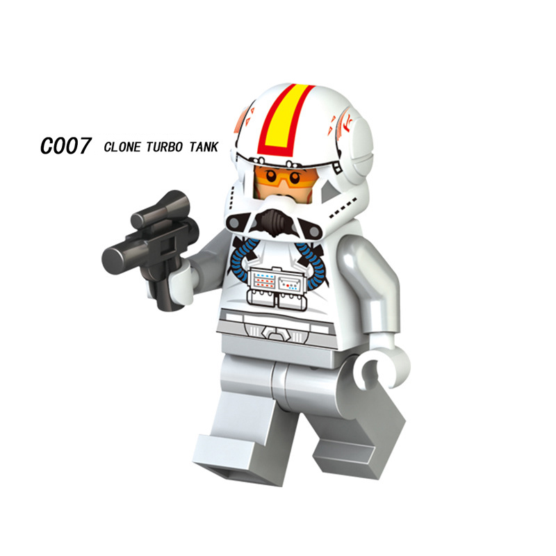 C001-008 Star Wars Minifigures Building Blocks Rebel Trooper Lor San Tekka stormtrooper Imperial Hovertank Pilot AT-AT Driver CLone Turbo Tank Tusken Raider Action Mini Figures Assemble MOC DIY Weapon Game Bricks Educational Toys Gift for Children Boys