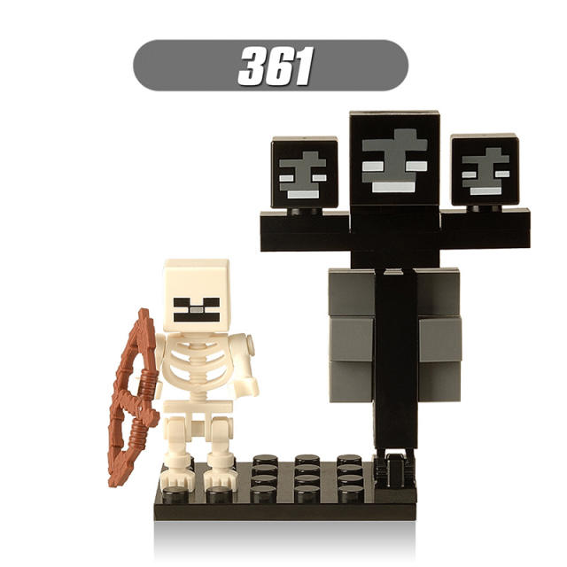 X0127 Mini World Minecraft Minifigures Building Blocks Iron Golem Spider Wither Skeleton Creeper WitherBoss Zombie Enderman Action Mini Figures Assemble MOC DIY Bricks Weapon Arrow Sword Armor Educational Toys Gift for Children Boys Kids