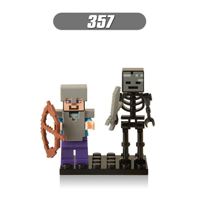 X0127 Mini World Minecraft Minifigures Building Blocks Iron Golem Spider Wither Skeleton Creeper WitherBoss Zombie Enderman Action Mini Figures Assemble MOC DIY Bricks Weapon Arrow Sword Armor Educational Toys Gift for Children Boys Kids