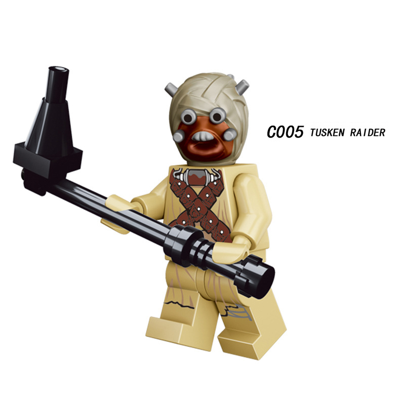 C001-008 Star Wars Minifigures Building Blocks Rebel Trooper Lor San Tekka stormtrooper Imperial Hovertank Pilot AT-AT Driver CLone Turbo Tank Tusken Raider Action Mini Figures Assemble MOC DIY Weapon Game Bricks Educational Toys Gift for Children Boys