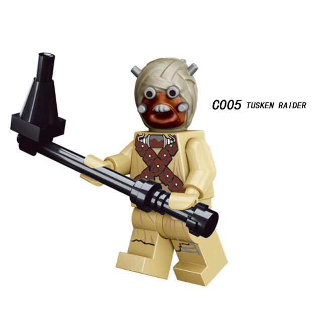 C001-008  Star Wars Minifigures Building Blocks Rebel Trooper Lor San Tekka stormtrooper Imperial Hovertank Pilot AT-AT Driver CLone Turbo Tank Tusken Raider Action Mini Figures Assemble MOC DIY Weapon Game Bricks Educational Toys Gift for Children Boys